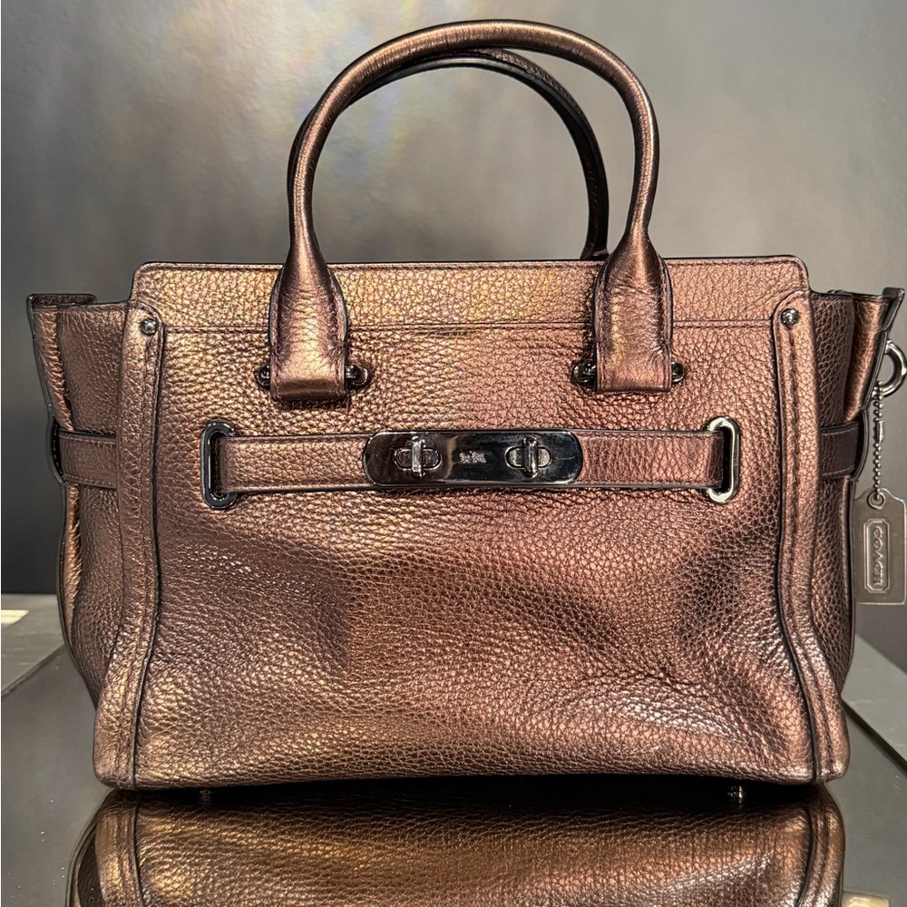 Coach Swagger 27 Carryall Metallic Bronze 34816 EUC